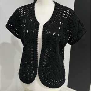 Elegant Black Crochet Women's Sweater